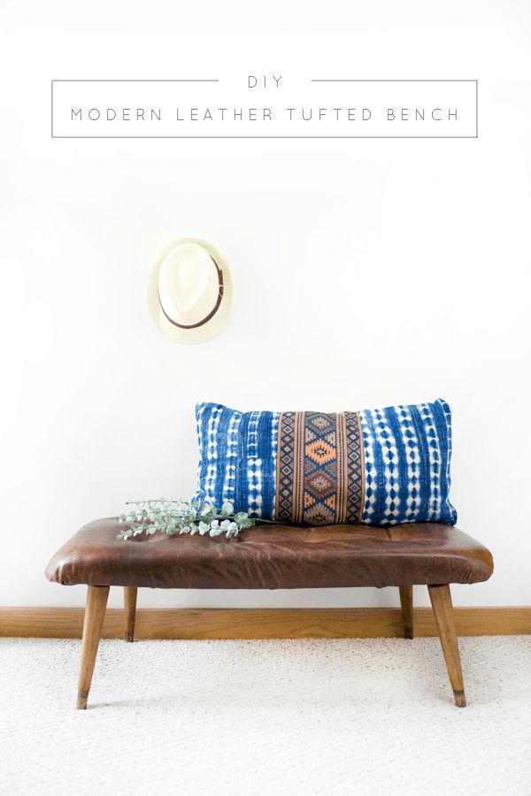 DIY Modern Leather Tufted Bench