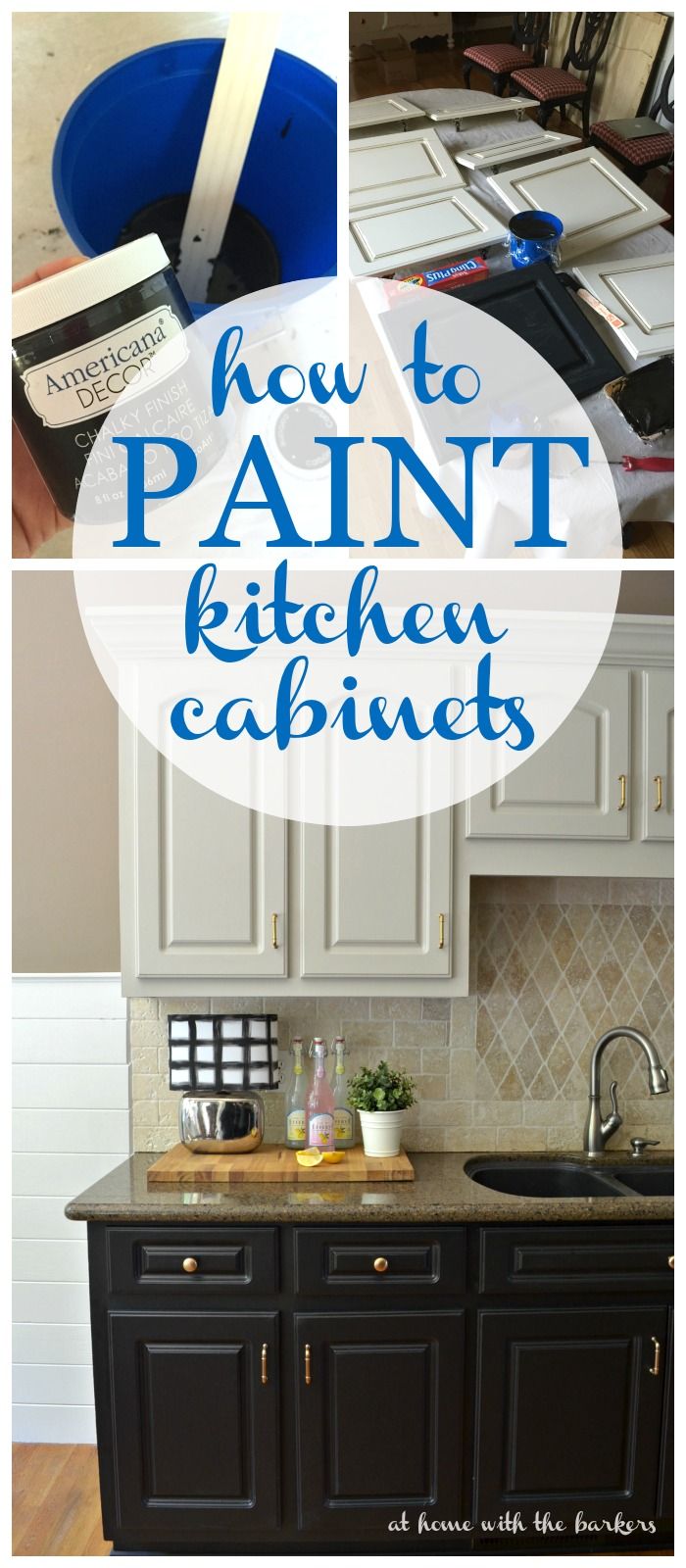 How to Paint Kitchen Cabinets with Chalky Finish Paint #athomewiththebarkers #DI...