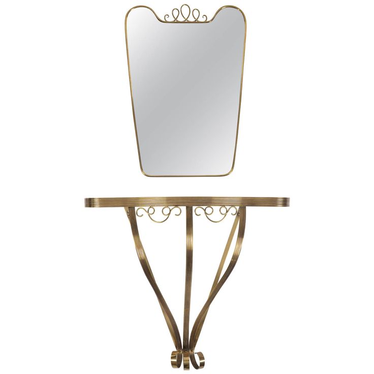 Brass Console with Mirror | From a unique collection of antique and modern conso...