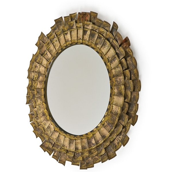 C. Jere; Brass, Bronze, Steel and Glass Wall Mirror for Artisan House, 1980s.