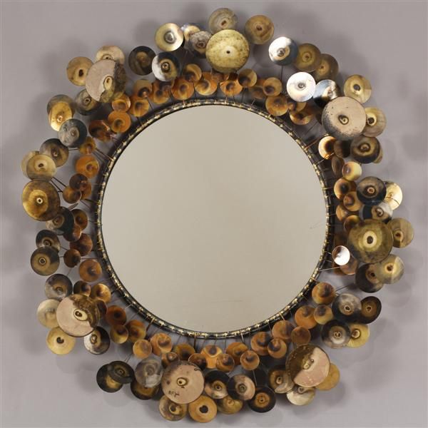 Curtis Jere; Artisan House 'Raindrops' mirror. patinated copper, 1970&#3...