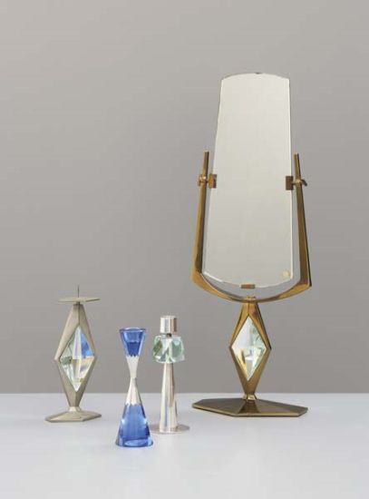 PHILLIPS : NY050207, Fontana Arte, Vanity mirror and three candlesticks