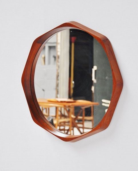 Rimbert Sandholdt; Teak and Glass Wall Mirror for Jansen Spilje, 1960s.