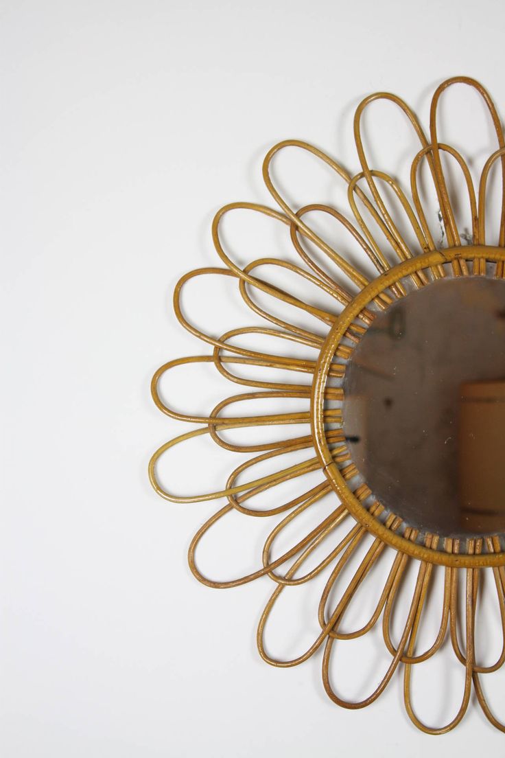 Spanish Rattan Flower Burst Mirror | From a unique collection of antique and mod...
