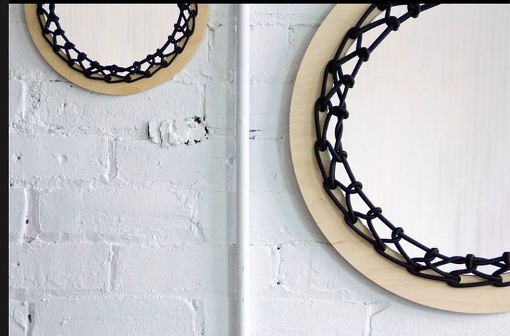 Stitch Mirror by Laura Carwardine attaches a round mirror to a plywood base