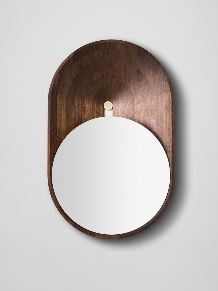 wood + circle + mirror + curved
