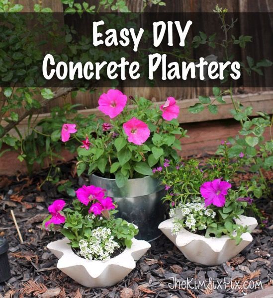 Easy concrete planters made from thrift store bowls. Such a cute idea!