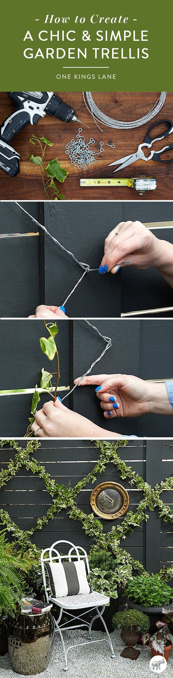 Learn how to create a chic and simple DIY ivy-covered garden trellis, just in ti...