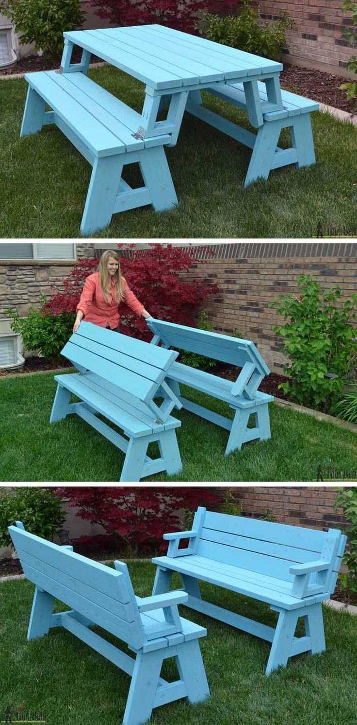 Not only is this picnic table great for outdoor eating, but it easily converts i...