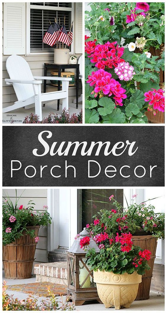 Summer porch decorating ideas and inspiration using farmhouse touches, vintage i...