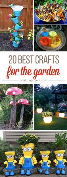 These garden crafts are SO FUN! From glow in the dark planters to DIY butterfly ...