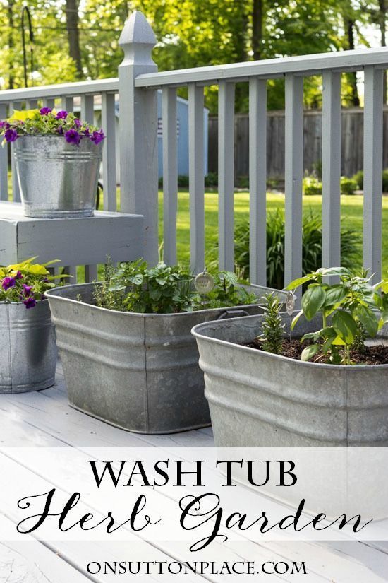 Vintage Galvanized Wash Tub Herb Garden | Container gardening made easy!