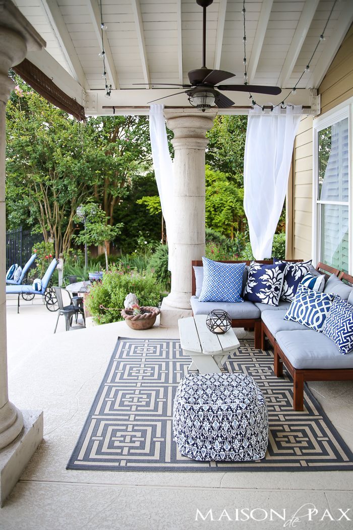 What a lovely back porch!  Beautiful summer home tour with lots of whites, raw w...