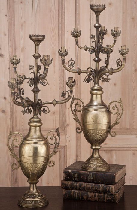 Pair Antique Bronze Urn Candelabra | Antique Urns/Jardinieres | Inessa Stewart&#...