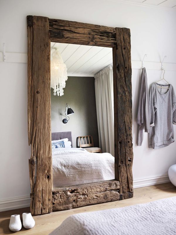 Reclaimed wood leaning mirror...