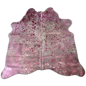 Pink Acid Washed Metallic Cowhide Rug Average Size 4 3/4 X 5 Feet Pink Metallic ...