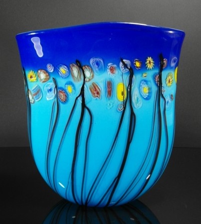 Cobalt Aqua Sea Petite - Glass Art Vase in Blue