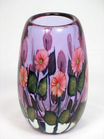 Daniel Lotton - Purple (Neodymium) with Small Pink Asters Vase...