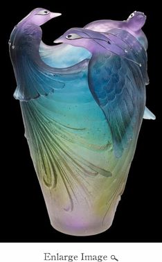 Daum Crystal Bird of Paradise Jewel Vase...