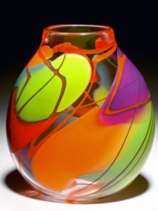 Neon glass vase, by Robinson Scott Glass Studio...