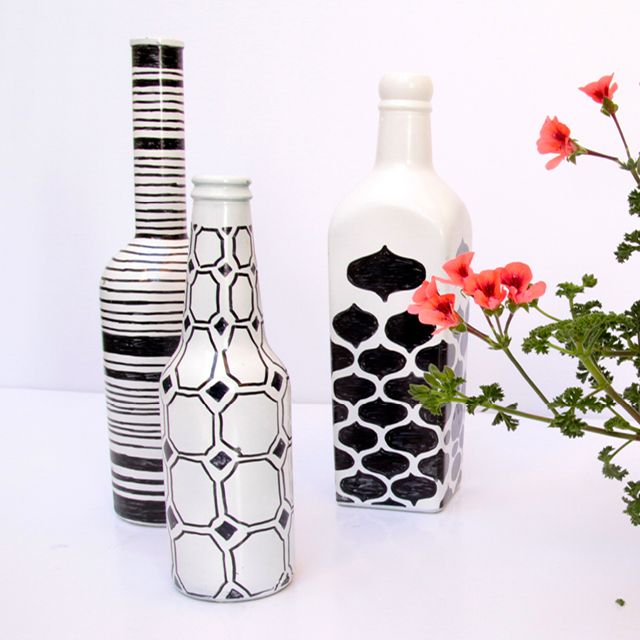 Draw Simple Patterns On Painted Bottles
