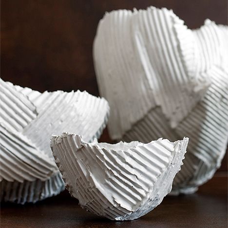 paola paronetto - eramic objects with a corrugated paper-like surface  www.paol...