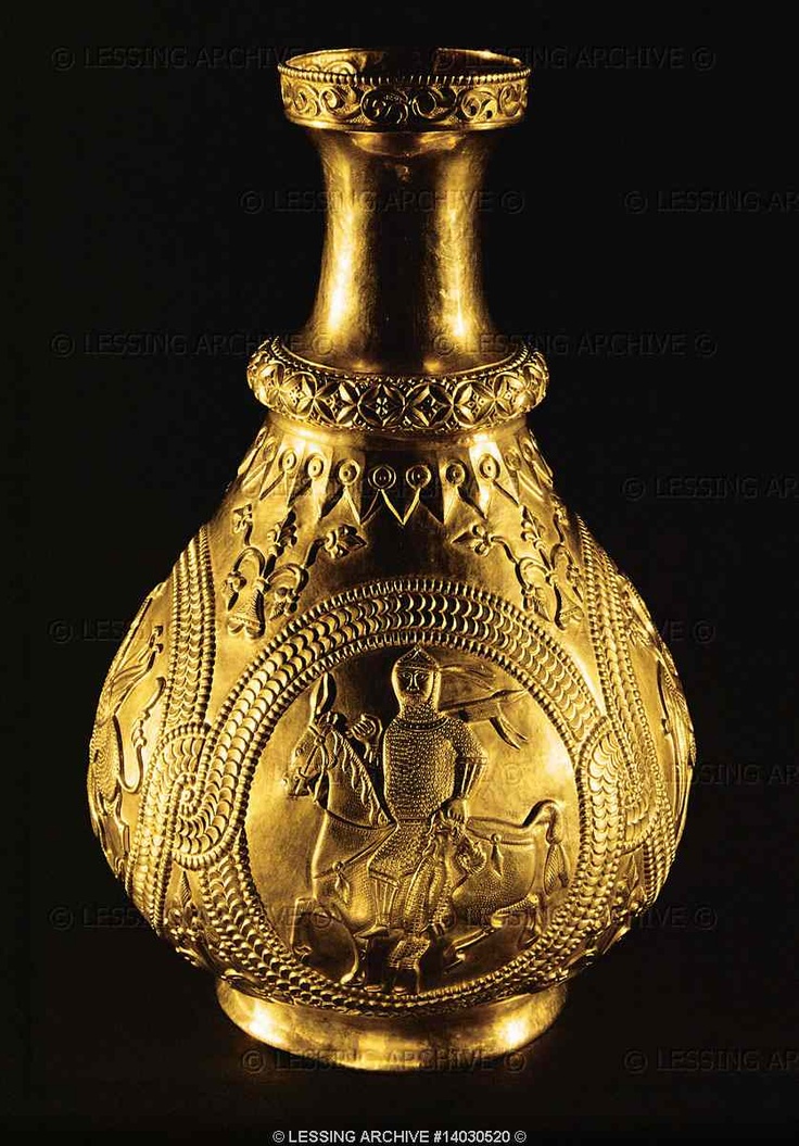 The treasure of Nagyszentmiklos.The gold treasure found in 1799 in Nagyszentmikl...