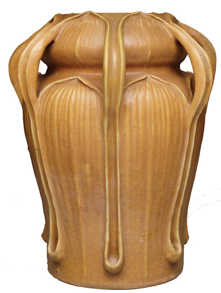 Very interesting and attractive Grueby Art Pottery  handled vase with soft brown...