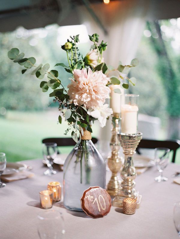 Garden Wedding Centerpiece Inspiration | Dahlias are perfect for your garden wed...