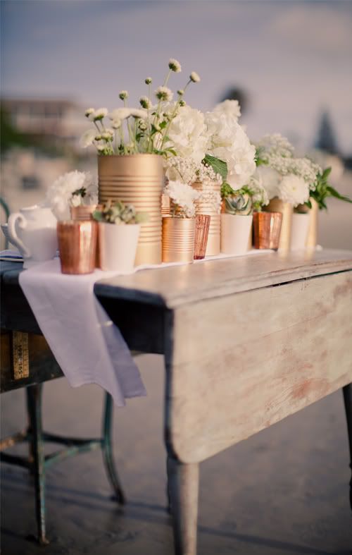 tin cans used for tablescapes