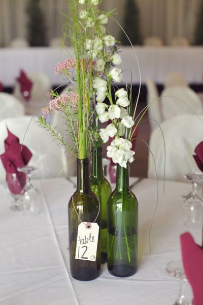 Wine bottle centerpieces for wedding