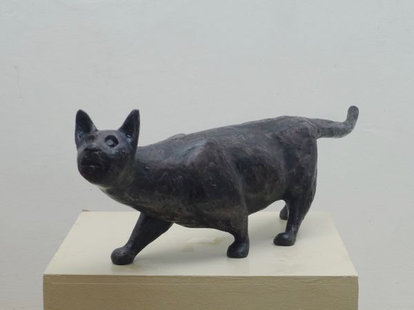 Bronze resin Cats sculpture by artist Alan Dun titled: '`Eric` the Cat (Styl...