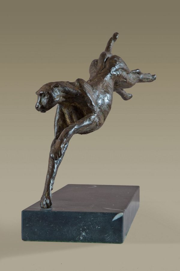 Bronze Cats sculpture by artist Alison Murray Wells titled: 'Cheetah (Leapin...