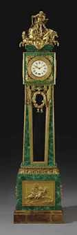 A FRENCH ORMOLU-MOUNTED & MALACHITE-VENEERED REGULATEUR AFTER THE MODEL BY BATHA...