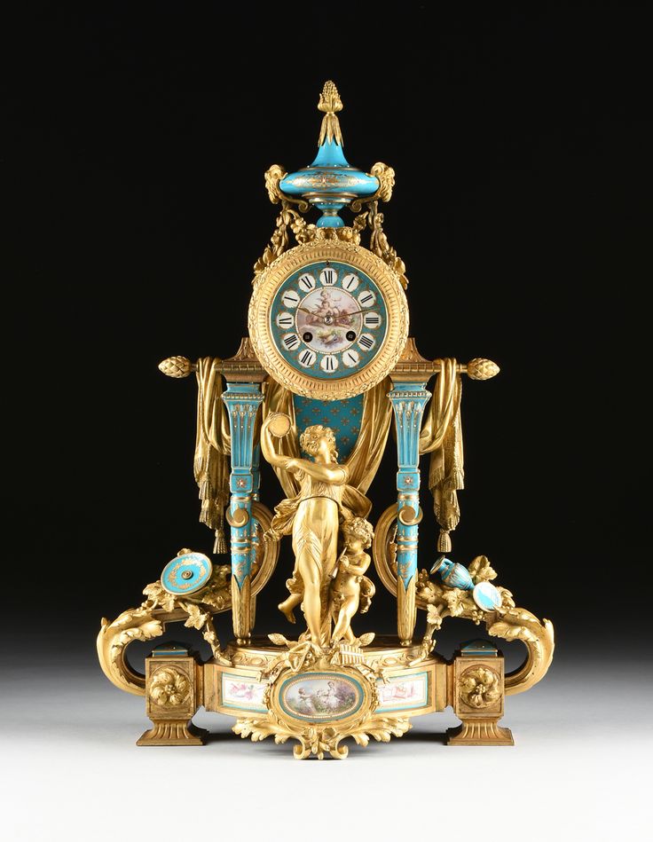 A JAPY FRERES GILT BRONZE MOUNTED SÃˆVRES STYLE MANTLE CLOCK, PARIS, FRANCE, C...