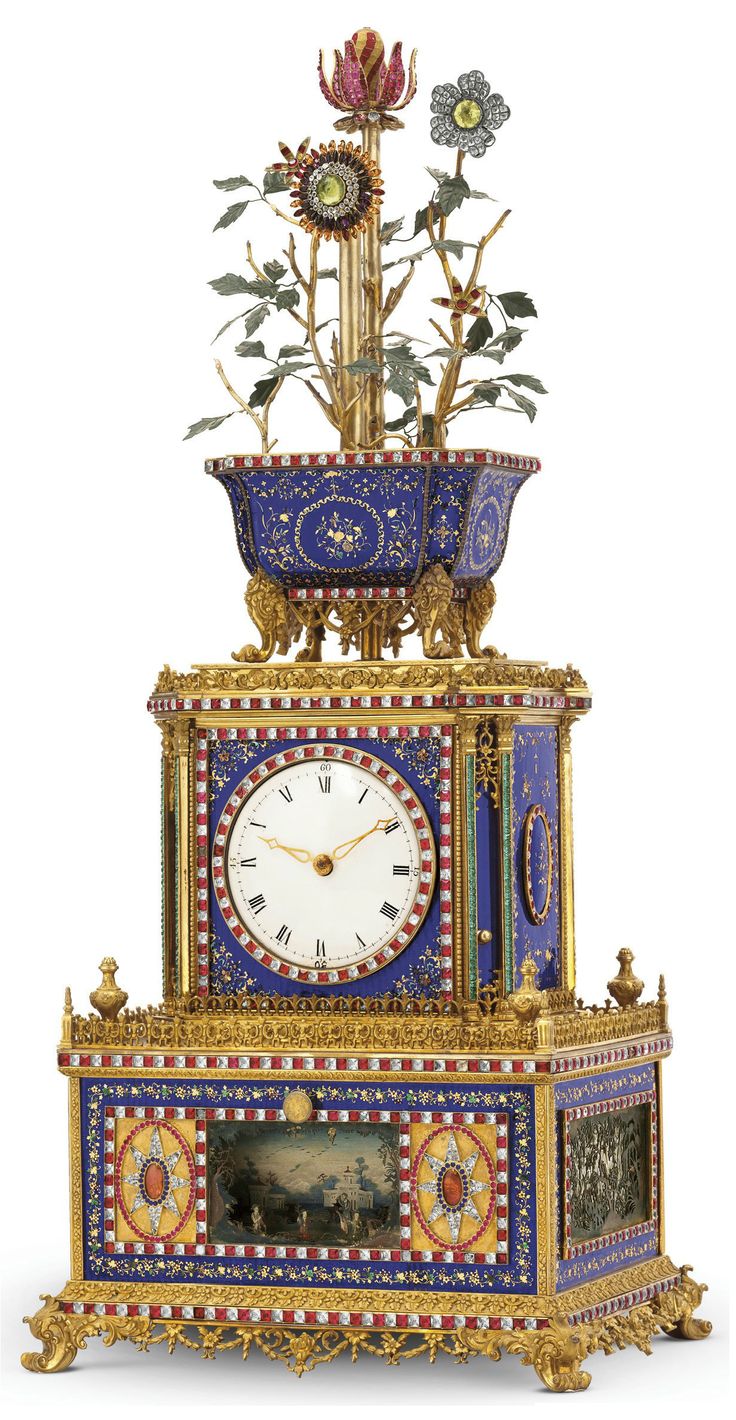 AN EXCEPTIONAL IMPERIAL CHINESE ORMOLU, ENAMEL AND PASTE-SET STRIKING, MUSICAL A...