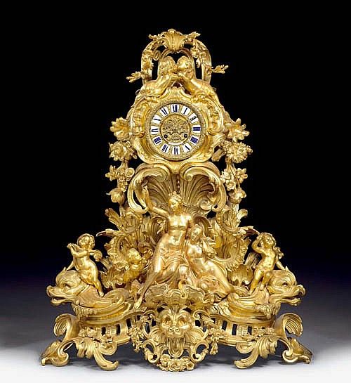 IMPORTANT CLOCK,Napoléon III in Louis XV style, the dial signed BEAURE A PARIS ...