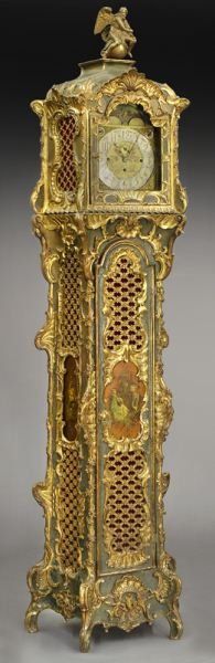 Venetian style grandfather clock with parcel gilt : Lot 132