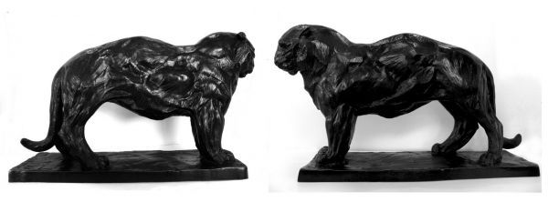 #Bronze Cats #artwork by #sculptor Jean Baptiste Vendamme titled: 'Siberian Tige...