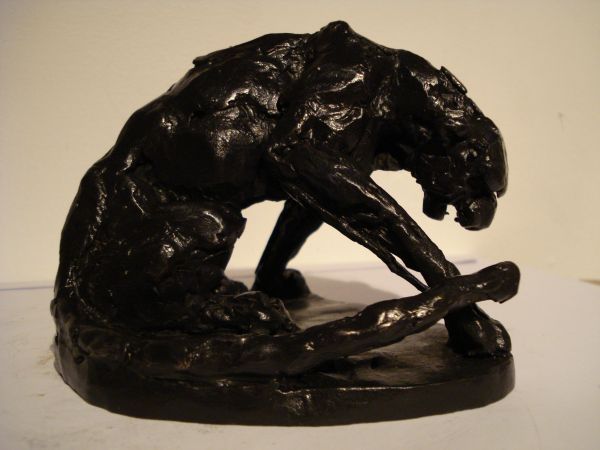 Bronze Cats sculpture by artist Emma Walker titled: 'Leopard Crouching (Smal...