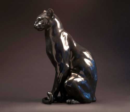 #Bronze #sculpture by #sculptor Nick Bibby titled: 'Black Panther (life size bro...