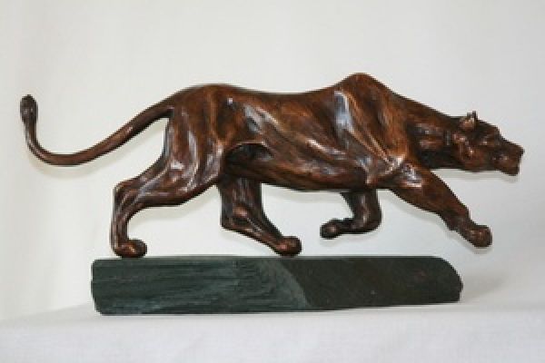 #Bronze #sculpture by #sculptor Mary Staffiere titled: 'Intent (Little Prowling ...
