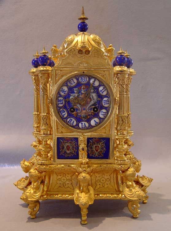 Antique French ormolu & enamel mantel clock