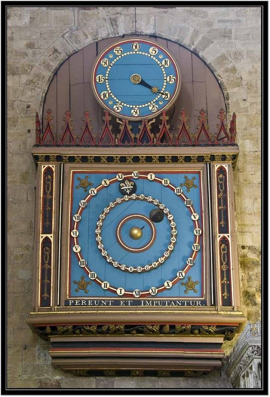 Astronomical Clock at Cathedral Church of St. Peter, EXETER, Devon photographed ...