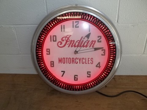 indian motorcycles neon clock