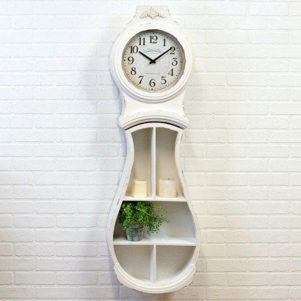 Decorative Wall Clock With Display Shelves