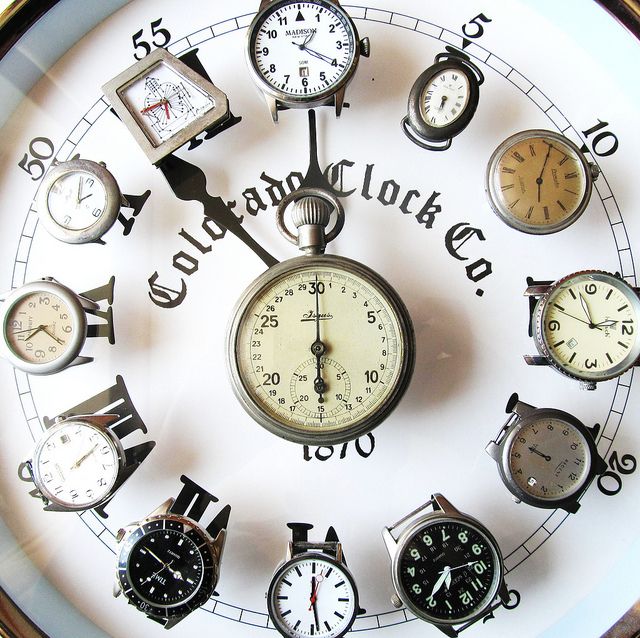old wrist watches into a wall clock.