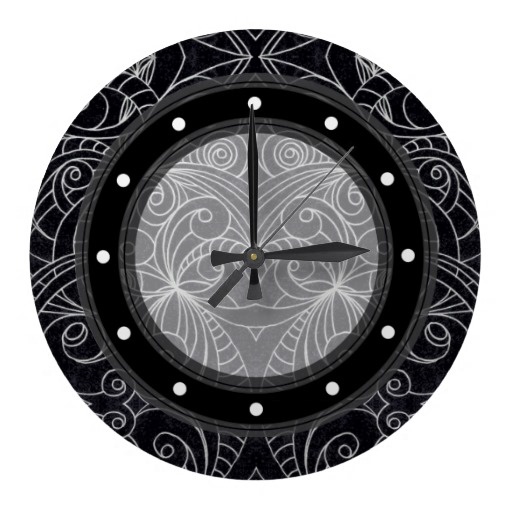 Wall Clock Drawing floral abstract  www.zazzle.com/...