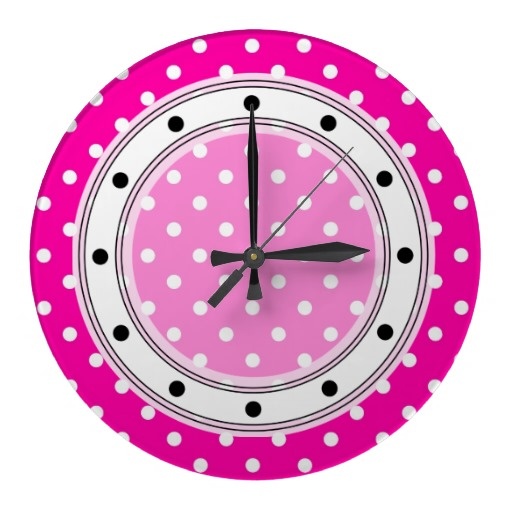 Wall Clock Hot Pink Polka Dot  www.zazzle.com/...