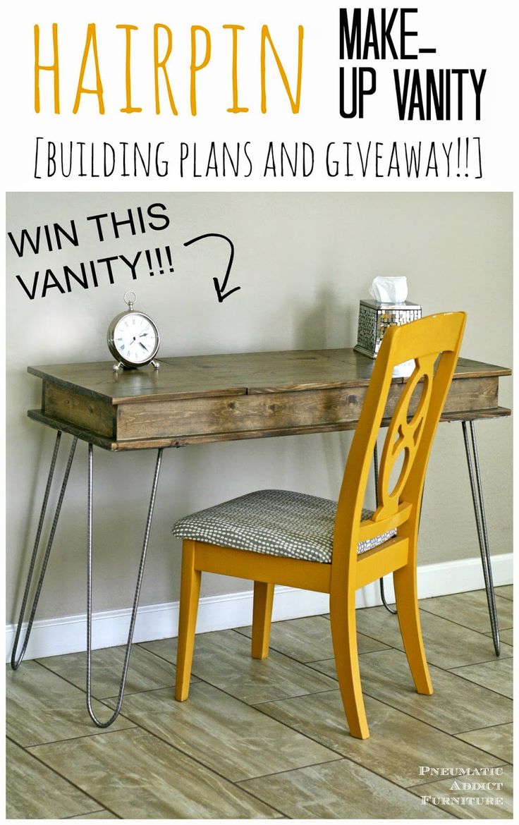 DIY Hairpin leg, make-up vanity. Free building plans and chance to win a vanity ...